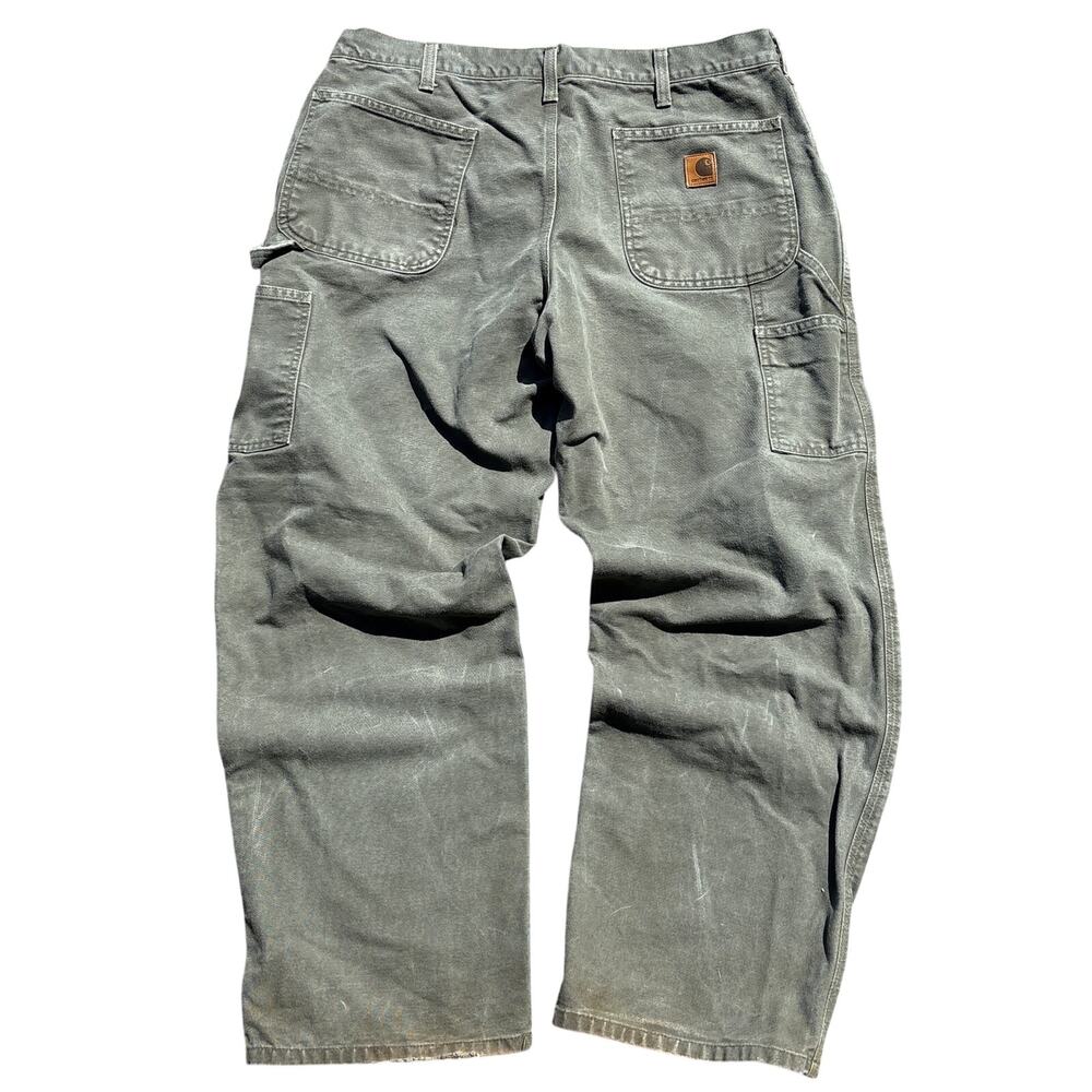Vtg Y2K Carhartt Canvas Dungaree Moss Green B11MOS Workwear Carpenter pant baggy